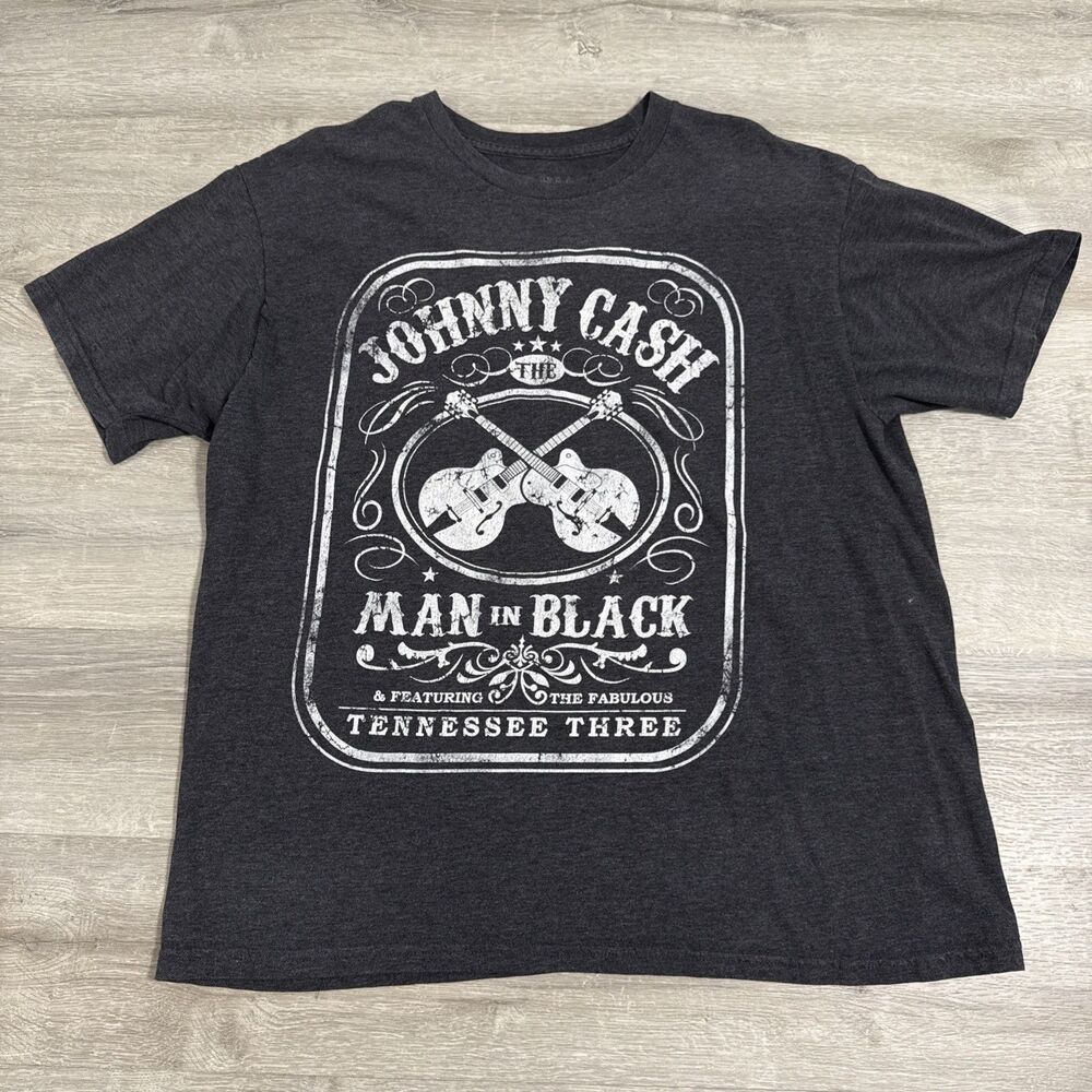 Johnny Cash Shirt Man In Black Tennessee Three Men’s Gray XL Cotton Blend